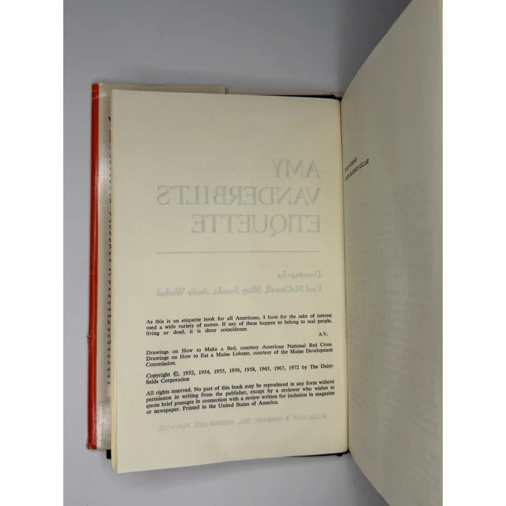 Amy Vanderbilt's Etiquette, Hardcover. Doubleday 1972 Drawings by Andy Warhol